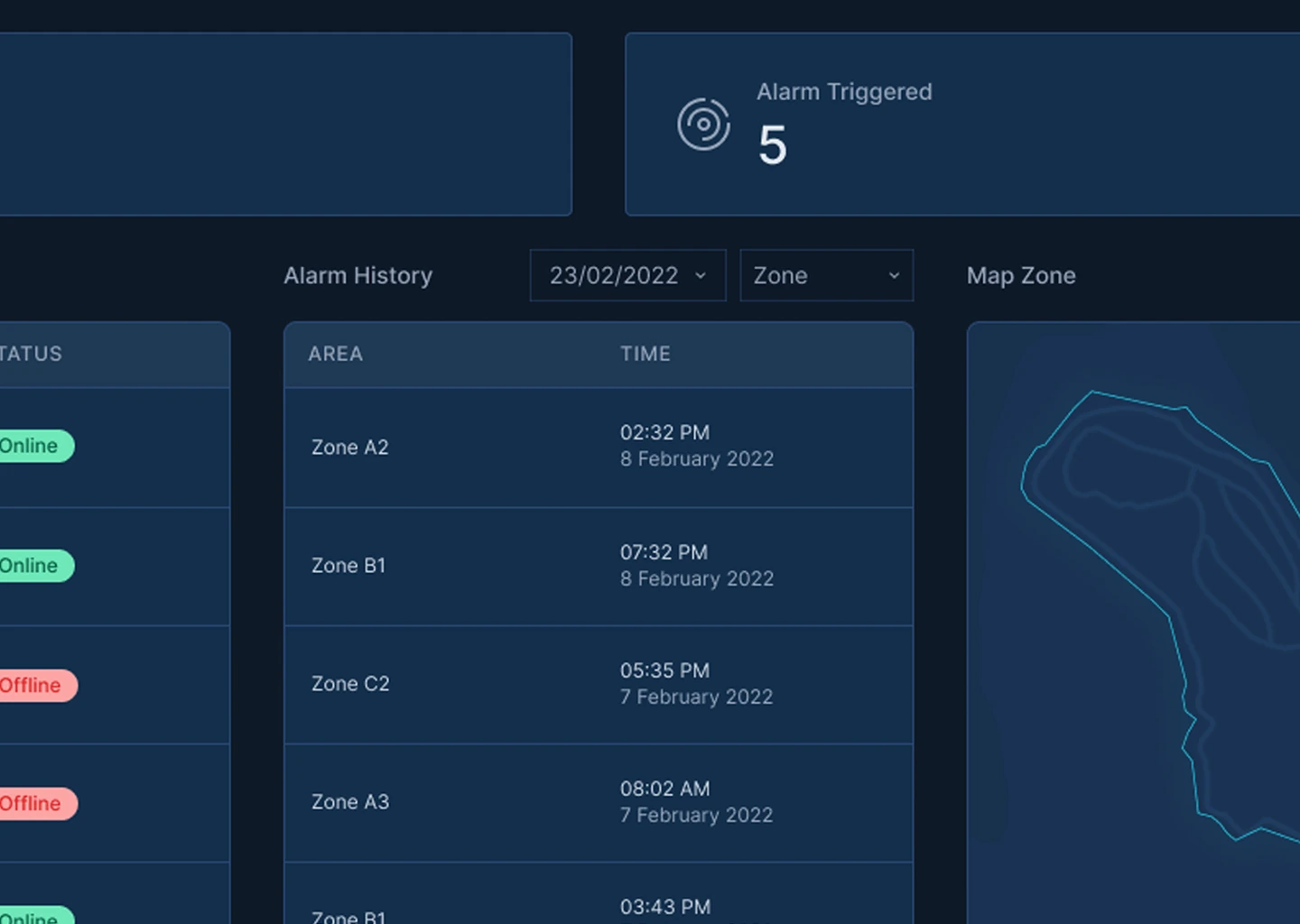 Alspace perimeter alarm interface